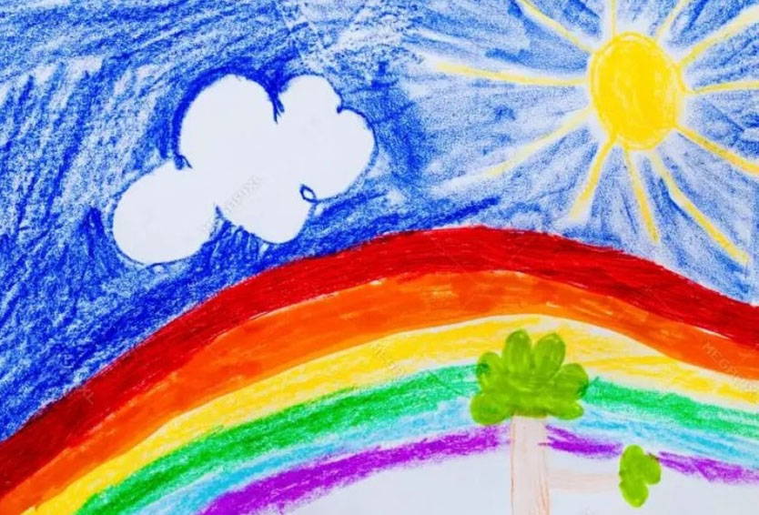 A child's drawing of a raindow