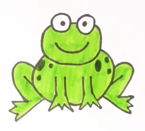 A child's drawing of a frog